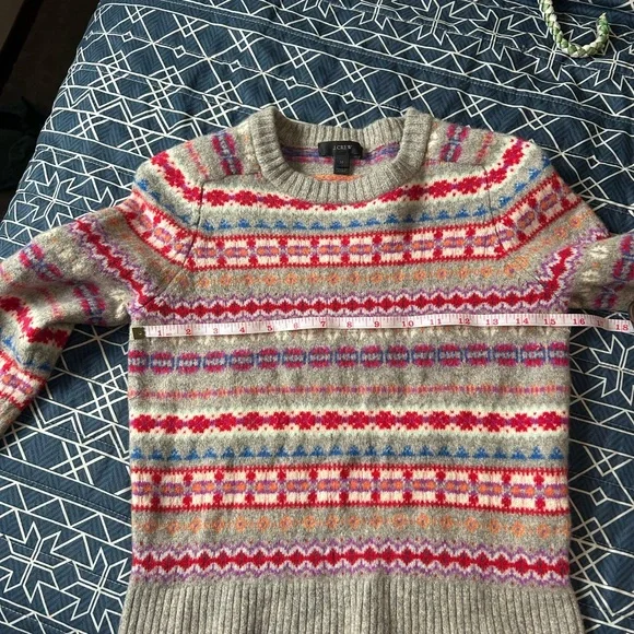 J. Crew Multicolor Fair Isle Wool Crewneck Sweater in Heather Gray - Picture 4 of 6